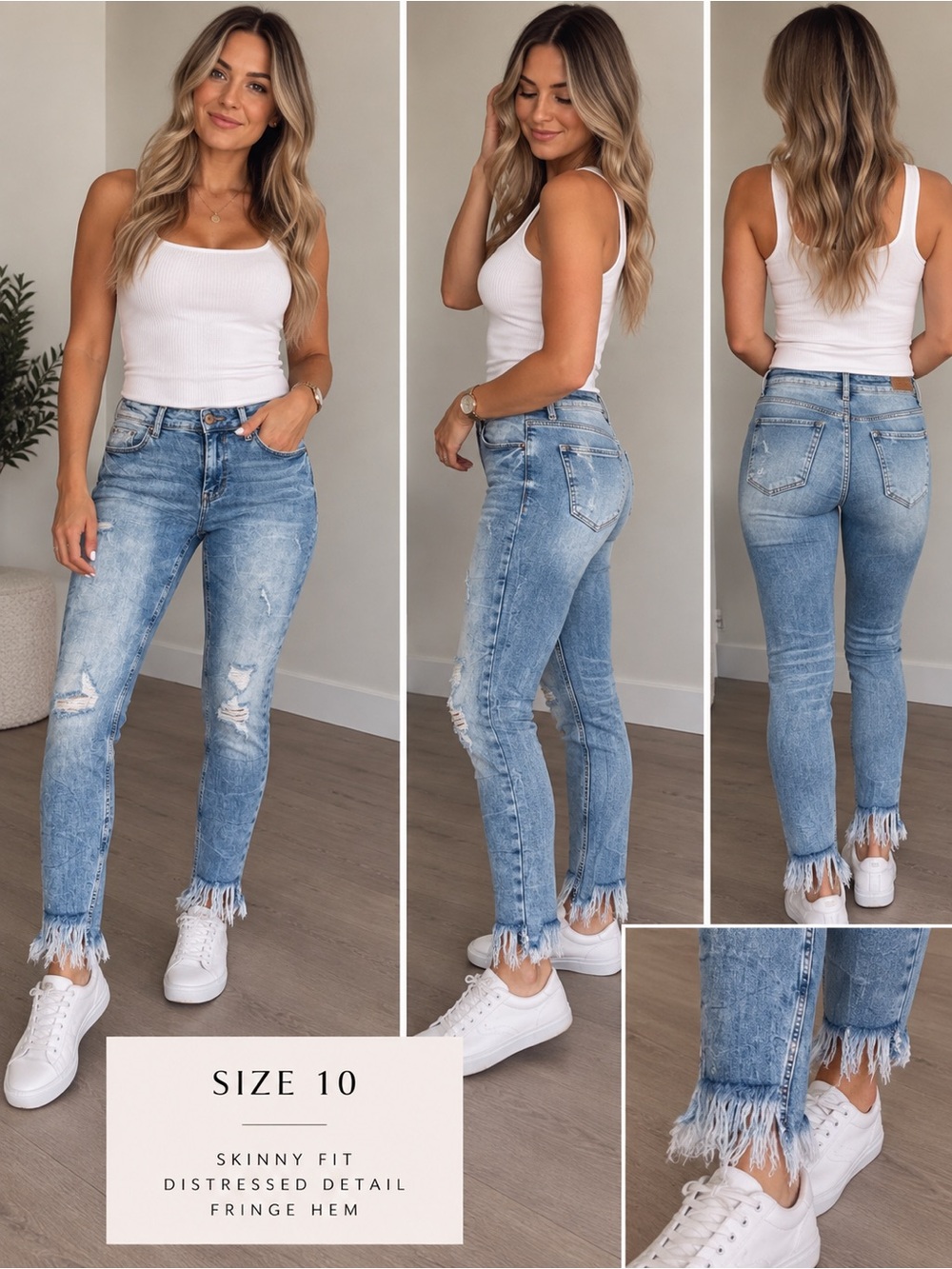 Zara Light Blue Distressed Skinny Jeans with Frayed Hem